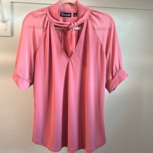 7th Avenue New York and Company sheer sleeve blouse with neck tie